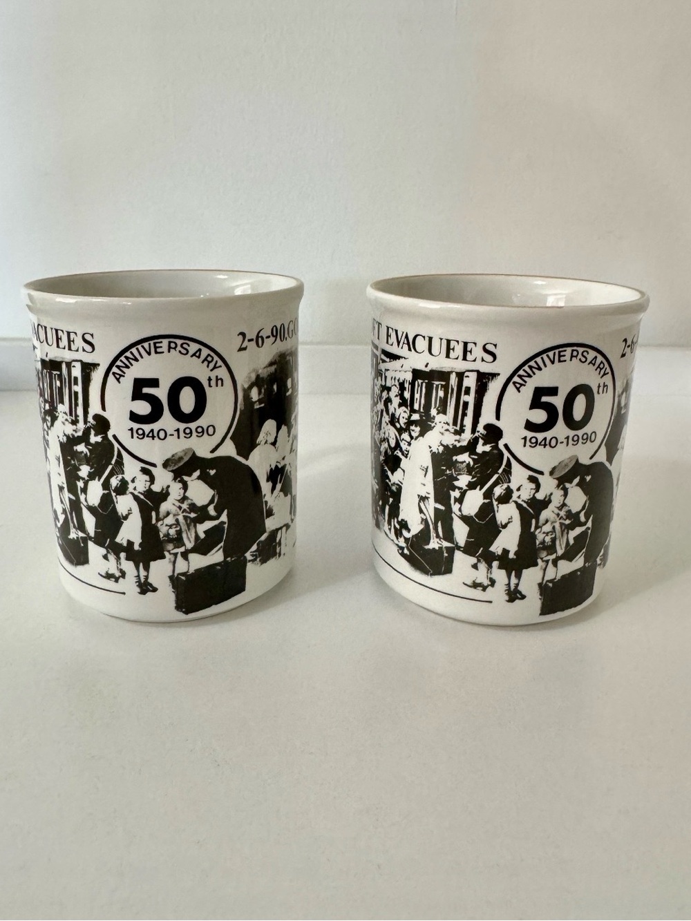 Anniversary 50th Commemorative White Golden Jubilee Ceramic Mug - Set of 2